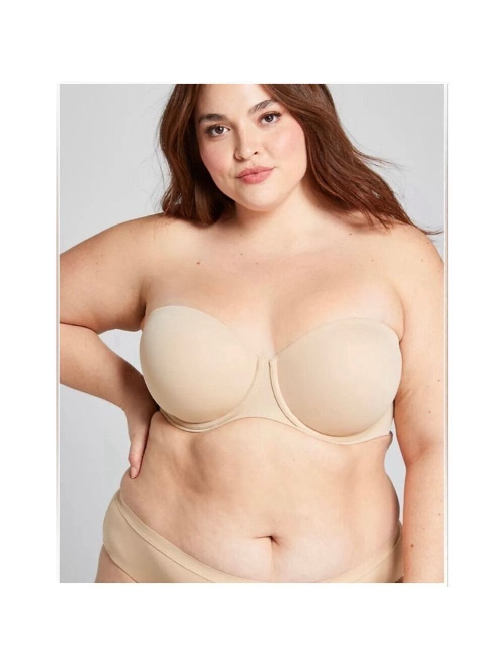Cacique Lightly Lined Multi-Way Strapless Bra 44D Beige Underwire